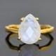 Rainbow Moonstone Ring - Tear drop Ring - prong set ring - June Birthstone Ring - Gemstone Ring - Stacking Ring - Gold Ring - bridal jewelry