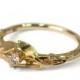 Leaves Engagement Ring - 18K Yellow Gold and Diamond engagement ring, engagement ring, leaf ring, filigree, antique,art nouveau,vintage