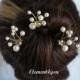 Bridesmaid hair clips, Ivory pearls pins, Bridal Hair, Wedding Accessories, Swarovski Pearls, Champagne crystal, bridesmaid gift