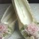 Sabra's Ballerina Shoes Roses Ribbon Work Flower Girl Wedding Bride's Shoes