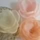 Coral Pink, Pastel Orange, Peach, Ivory fabric flowers in handmade, Bridal hair dress shoe accessories, Bridesmaids, Hair Shoe clip, Brooch