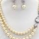 Wedding Necklace Earrings set Swarovski Pearl Zirconia Rhinestone Necklace Earrings Wedding Jewelry Bridal Jewelry Wedding Accessory Zuma