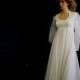 70s XS Empire Waist Organza Chiffon Bridal Wedding Gown Dress Candleight White