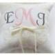 Ring bearer pillow, wedding ring pillow , Linen Monogrammed ring pillow , Custom embroidered ring bearer pillow (R6)