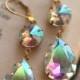 Rainbow Gold Estate Style Vintage Earrings Wedding Jewelry Bridal Earrings