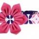 Pink and Navy Dog Collar Flower Set/ Girl Dog Collar: Rose's Token