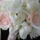 Custom order  for....Heather Porter.......Renaissance Ivory  Champagne Bridal Bouquet Wedding Flower Package  Boutonnieres.