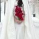 Princess Bridal Cape 96 Inch Ivory / Ivory Satin With Fur Trim Wedding Cloak Handmade In USA