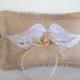 Ringbearer pillow--natural burlap with lace birds