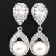 Swarovski Round 8mm Pearl Earrings Teardrop Dangle Earrings Wedding Jewelry Bridesmaid Gift Bridal Earrings Bridesmaid Earrings (E016)