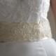 Silk Floral Bridal Sash, Bridal Belt,Vintage Ivory SILK Alencon Lace, Lace-Up Closure Belts, Swarovski Pearls Wedding Bridal Belts Sashes
