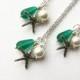 Bridesmaid Necklaces in Green Beach Wedding Jewelry Green Wedding Starfish Necklaces Light Green or Emerald Kelly Green