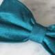 Solid Teal Silk Bow Tie - Groomsmen and wedding tie - clip on, pre-tied with strap or self tying