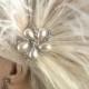 Ivory Bridal Fascinator, Feather Fascinator , Wedding Veil, Bridal Headpiece, Rhinestone Hair Clip, Classic Hollywood