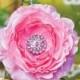 Ranunculus Hair Clip - Pink Ruffled Flower Wedding Hair Accessory with Rhinestone Center
