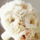 Fabric Bridal Bouquet, Brooch Bouquet,  Weddings, Vintage Wedding, Fabric Flower Bouquet, Ivory, Champagne