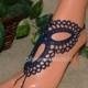 Navy Blue Barefoot Sandals, Barefoot Wedding, Foot Jewelry, Nude Shoes, Crochet, Beach, Anklet, Navy Blue, Crochet Sandals, Barefoot Sandals