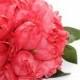Full Coral Pink Peony BOUQUET -- Artificial Flower, Wedding Bouquet