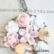 Peach Wedding Bridesmaid Necklace Blush Bridal Jewelry Customized Personalized Shabby Chic Flower Soft Pink Floral Necklace Sister Mom SB