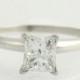 Princess Cut Diamond Solitaire Engagement Ring - 14k White Gold Natural 1.21ct F2480