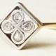 Art Deco Framed Diamond Flower Ring, 18ct Gold Diamond Engagement Ring Approx. Size 7