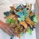 Butterfly Wedding Bouquet, in Teals, Greens, Oranges, and Plums