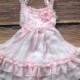 Pink Dress, Light Pink Dress, Vintage Dress, Pink Flower Girl Dress, Beach Wedding Dress, Rustic Wedding, Western Country Dress, Lace Dress
