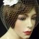 Birdcage Veil White French Blusher 9in -Ready Made