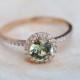 1ct Sparkling Green Tea sapphire ring 14k white gold engagement ring