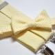 Mens Bow Tie and Suspender Set Yellow Striped Seersucker