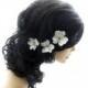 Ivory Flower Hair Pins - set of 3 - Wedding Hair Accessories, Small Hair Flowers
