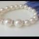 Bridal Bracelet, White  Swarovski pearls Bracelet, Clear Rhinestone, Brides Jewelry- Free US Shipping
