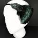 Downton Abbey 1920s Headband, Great Gatsby Headpiece, Art Deco Flapper Headband, Beaded Fascinator with Emerald Green Feathers