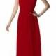 A-line Chiffon One Shoulder Natural Waist Floor-Length Zipper Sleeveless Brooch Ruching Red Bridesmaid Dress