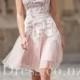 Floral Lace Appliques Dust Pink Mini Tulle Prom Dress