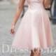 Cap Sleeved Illusion Neck Knee Length Pink Tulle Prom Dress