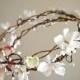 Rustic Chic Wedding Hair Wreath, Flower Girl - SAKURA BRANCH - White Cherry Blossom Head Piece