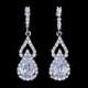 Luxury Teardrop Cubic Zirconia Pave Dangle Wedding Earrings Pear Cut Bridal Earrings Bridesmaids Party Red Carpet Jewelry Diamond, AE0086