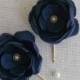 Navy Blue fabric flower in handmade Bridal hair shoe clip Something Blue Bridesmaids dress accessory Christmas gift Flower Girls hair brooch