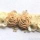 Bridal Gold Ivory Sash "Carolyn" Wedding Ribbon Flower Sash/ Bridesmaid Sash/ Handmade Accessory/ Free Shipping on Additional Items