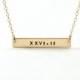 Gold Bar Necklace Roman Numeral Name Necklace Personalized Jewelry Gifts Bridal Gift Engraved necklace Name plate necklace