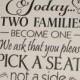 Wedding signs/Today Two Families Become One/Pick a Seat not a Side Sign/Black/White