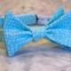 Square Stitch in Aqua Blue Bow Tie - Self tying - freestyle - Groomsmen gift and ring bearer outfit