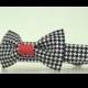 Black White Houndstooth with Red Center Bow Tie Dog Collar University of Alabama Wedding Accessories Made to Order