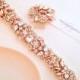 Rose Gold and Blush Crystal Bridal Belt- Custom- Swarovski Crystal Bridal Sash- One-of-a-Kind Hand-Beaded -Vintage Glamour