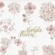 Marsala Watercolor Clip Art Intant Download Digital Pink Vintage Flowers High Resolution Floral Wreath Bouquet Wedding Invitation DIY Pack