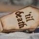 Personalized Ring Bearer Coffin-Halloween Wedding- Rustic Wedding- Ring Bearer Pillow Alternative