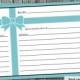 Breakfast at Tiffany's Recipe Card - Instant Download Bridal Shower Printable Recipe Card