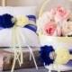 Royal Blue and Baby Maize Coral Flower Girl Basket, Wedding Ring Bearer Pillow, Wedding Ring Pillow, Flower Girl basket, Custom Color