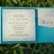 Letterpress Wedding Invitations  Deposit Navy and Aqua Dots